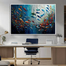 Modern Abstract Fish Shoal Wall Art Canvas Print, Colorful