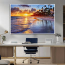 Serene Beach Sunset Wall Art Canvas- Coastal Seascape Print