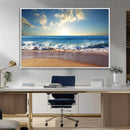 Serene Ocean Sunset Canvas Wall Art - Beach Waves at Sunset,
