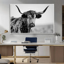 Texas Cow Longhorn Wall Art Canvas Print in Black and White by MyGreatCanvas | Canvas Wall Art Prints | Photo Prints & Wall Decor