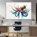 Watercolor Vibrant Octopus Wall Art Canvas Print | Abstract