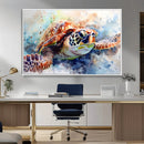 Watercolor Sea Turtle Wall Art Canvas Print - Vibrant Ocean