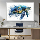 Turtle Wall Art Canvas Print, Framed Watercolor Turtle Art