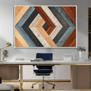 Geometric Wood Art Wall Decor Canvas Print, Rustic Wooden