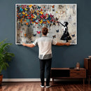 Banksy Wall Art - Banksy Girl and Butterfly Explosion Wall