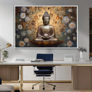 Golden Buddha Wall Art Canvas Print | Zen Meditation Floral