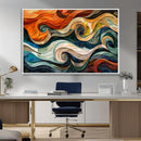 Abstract Wave Wall Art | Ready to Hang Framed Canvas Print |