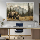 Rustic Grizzly 399 Bear Family Wall Art Canvas Print