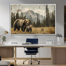 Rustic Grizzly 399 Bear Family Wall Art Canvas Print