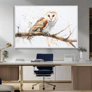 Barn Owl Wall Art on Branch | Stunning Canvas Print for