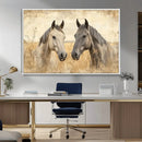 Chines Ink Style Grunge Horses Wall Art Canvas Print
