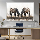 Chines Ink Style Horses Wall Art Canvas Print
