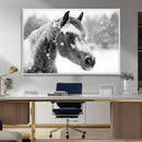 Black Horse Winter Wall Art | Ready to Hang and Framed |
