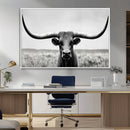 Longhorn Bull Canvas Print | Rustic Farmhouse Wall Art |
