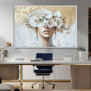 Golden Petal Wall Art - Canvas Print Flower Head Woman