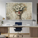 Abstract Floral Women Patel Wall Art Canvas Print