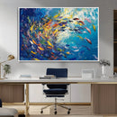 Colorful Swirling Fish School Wall Art Canvas Print |
