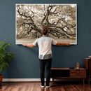 Sepia Framed Angel Oak Tree Wall Art - 3-Panel Canvas