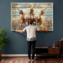 Cute Highland Cow Canvas Wall Art - Rustic Farmhouse Decor