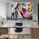 Banksy Print - Street Art Canvas Wall Art - Kids Revealing