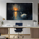 Abstract Swan on Water Wall Art Canvas Print - Elegant