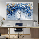 Blue and Gold Abstract Tree Wall Art Canvas Print | Modern