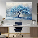 Abstract Blue Tree Art Canvas Print, Majestic Tree Wall Art