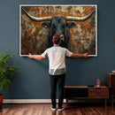 Longhorn Texas Cow Bull Wall Art | Rustic Farmhouse Canvas by MyGreatCanvas | Canvas Wall Art Prints | Photo Prints & Wall Decor