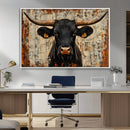 Rustic Texas Artwork Wall Art Canvas Print - Abstract Cow