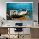 Vintage Boat on Tranquil Waters | Coastal Wall Art for