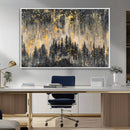 Golden Forest Abstract Wall Art | Dark Forest with Gold