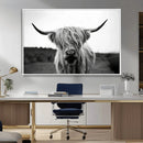Highland Cow Wall Art | Black and White Farmhouse Decor |