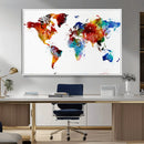 Colorful World Map Canvas Wall Art Print, Contemporary