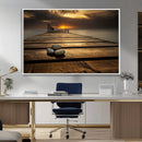 Stones on Wooden Pier at Sunset Canvas Print, Serene Coastal by MyGreatCanvas | Canvas Wall Art Prints | Photo Prints & Wall Decor