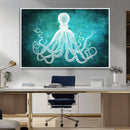 Green Octopus Abstract Wall Art Canvas Print
