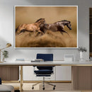 Large Wall Art Canvas Print – Two Running Brown Horses