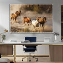 Large Wall Art 5 Horses Running on Sand Canvas Print