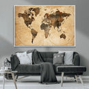 Push Pin World Map Canvas Print – Framed Travel Tracker Wall