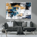 Blue and Gold Abstract Canvas Wall Art – Triptych Modern