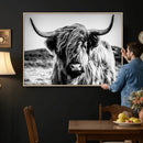 Highland Cow Wall Art – Black and White Framed Farmhouse by MyGreatCanvas | Canvas Wall Art Prints | Photo Prints & Wall Decor