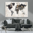 Abstract Map Printing - Modern World Map Canvas Wall Art for