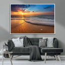 Sunset and Beach at Night Wall Art Canvas Print