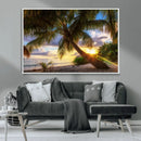 Tropical Island Sunset on the Beach Palms Wall Art Canvas by MyGreatCanvas | Canvas Wall Art Prints | Photo Prints & Wall Decor