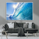 Blue Big Wave Surfing Ocean Canvas Wall Art Artwork Print
