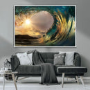 Golden Wave Sunset Canvas Print – Large Coastal Wall Art for