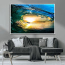Ocean Wave at Sunset Canvas Art, Large Wall Print of Vibrant