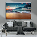 Sunset Ocean Beach Wall Art – Giclee Canvas Print, Coastal