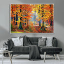 Autumn Red Forest Triptych Canvas Wall Art Print, Forest