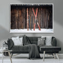 Vintage Ski Gear Canvas Print, Vintage Ski Gear Against
