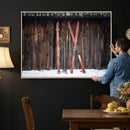 Vintage Ski Gear Canvas Print, Vintage Ski Gear Against